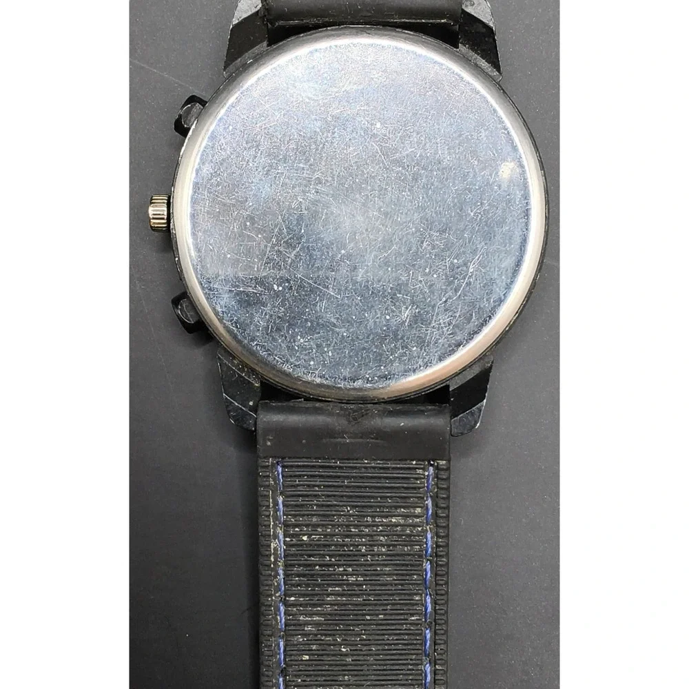 Sanwood Black/Blue Unisex Watch Black Buckle Band Round Face Blue Numbers #W5509